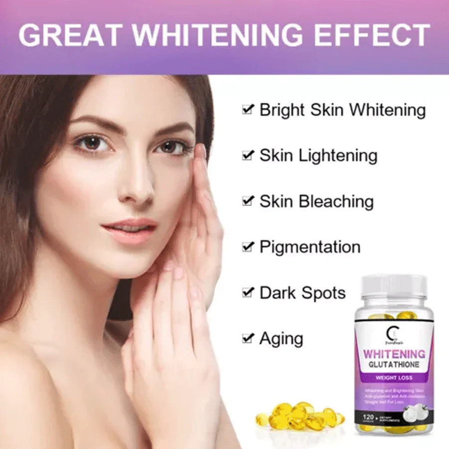 Glutathione Capsules – Anti-Aging Skin Whitening Pills & Fat Burner for Weight Loss