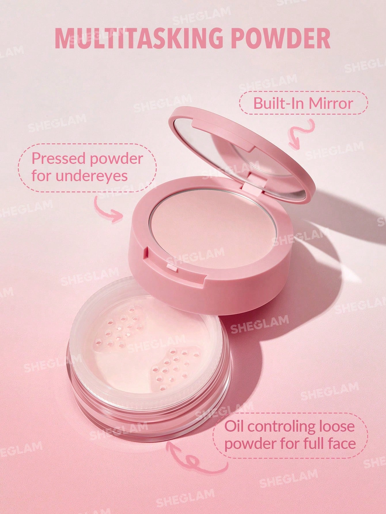 Sheglam insta ready face & under eye setting powder duo-BUBBLEGUM