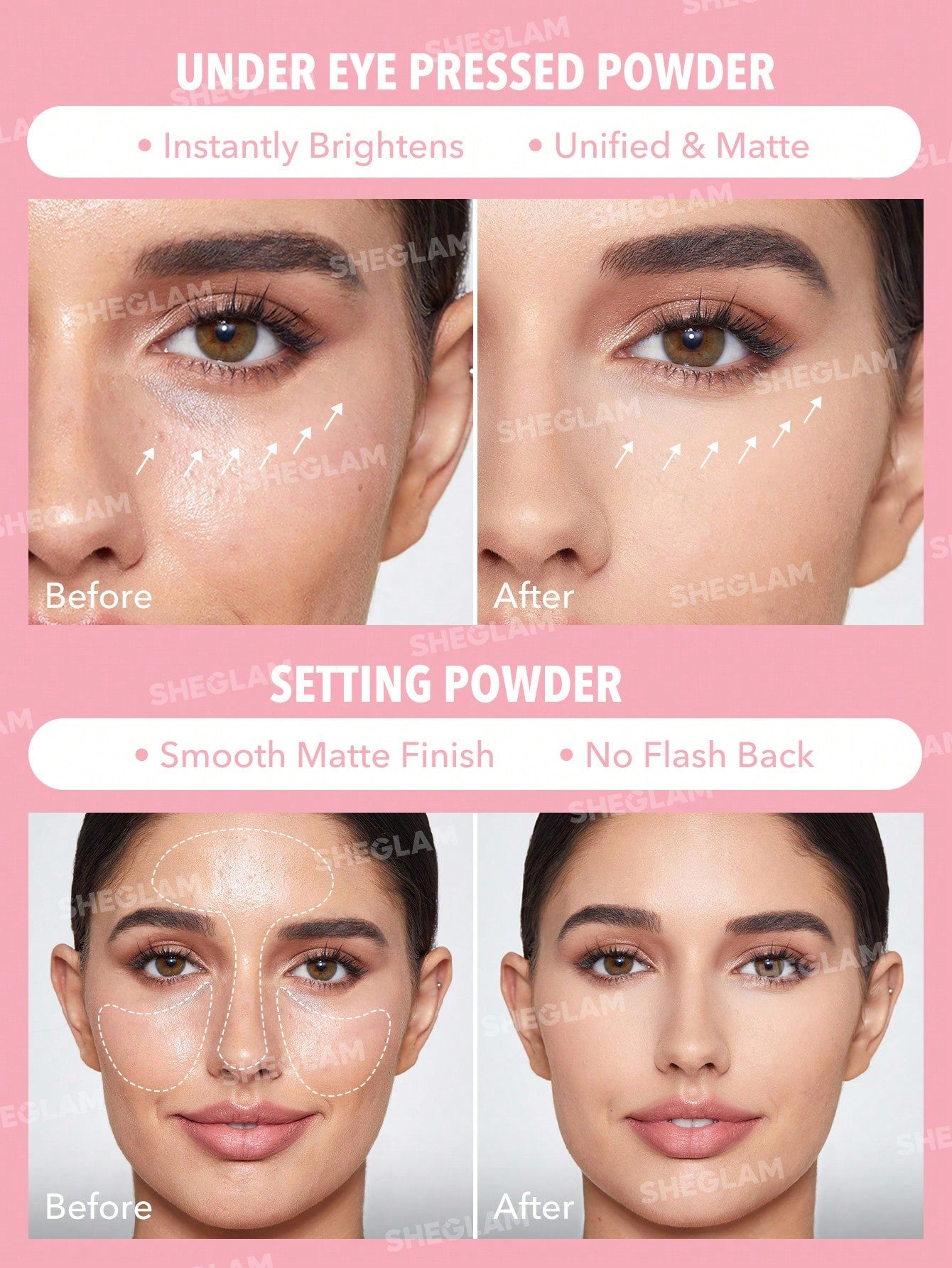 Sheglam insta ready face & under eye setting powder duo-BUBBLEGUM
