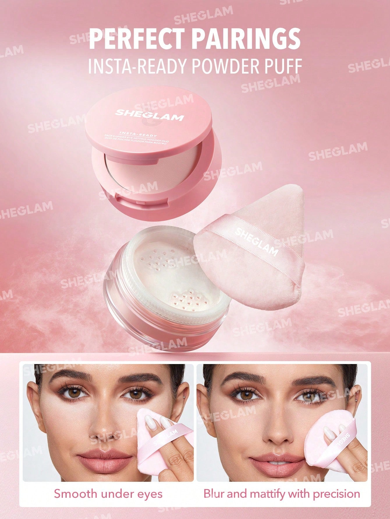 Sheglam insta ready face & under eye setting powder duo-BUBBLEGUM