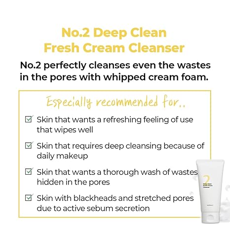 numbuzin No.2 Cleansing Foam | Deep Clean Fresh Cream Cleanser | Foam Cleanser