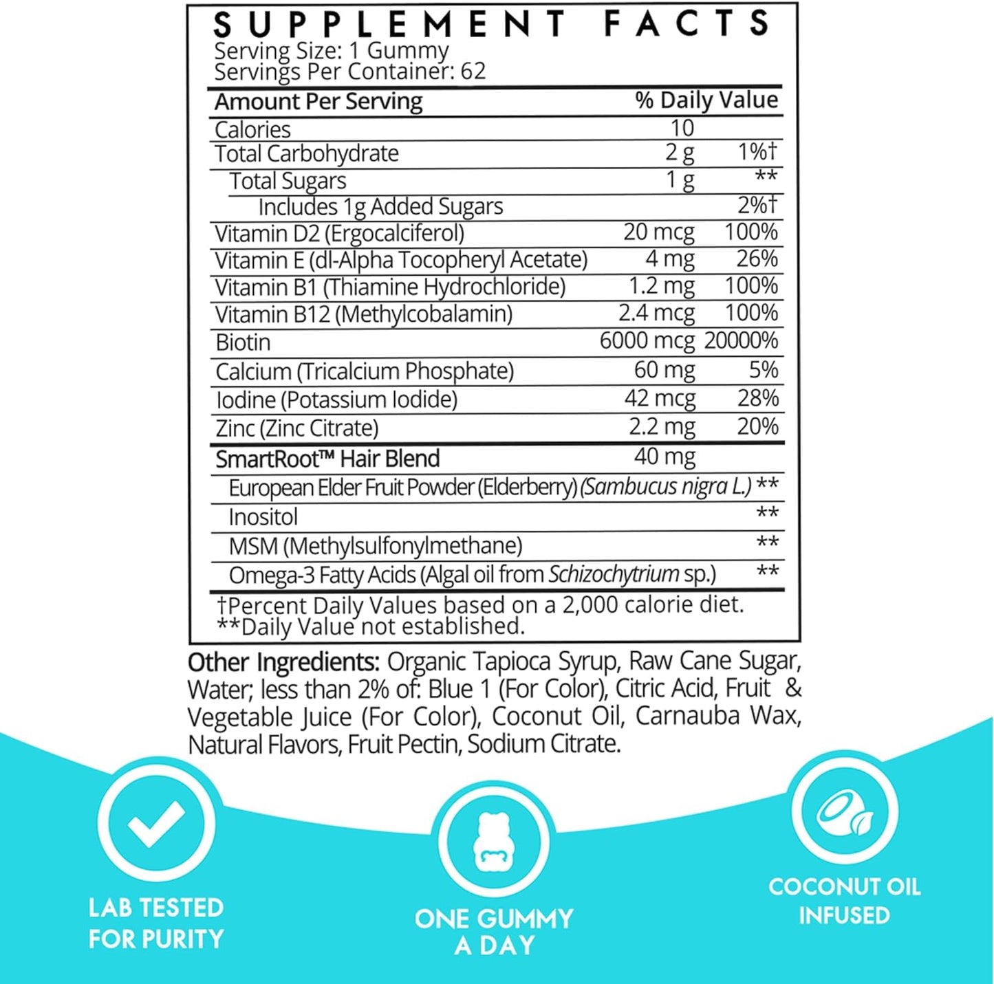 Sugar Bear Hair - Hair Vitamins, 60 Veggie Gummies, Prevents Loss of Hair