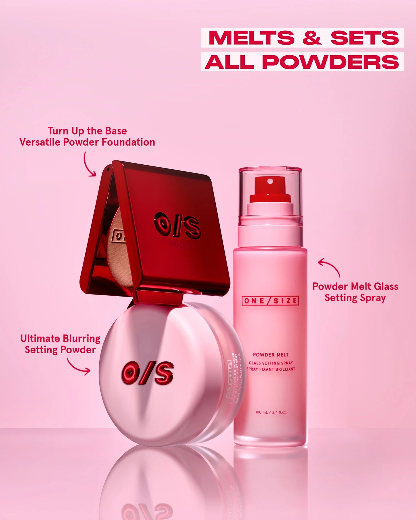 one size powder melt galss setting spray 100ml