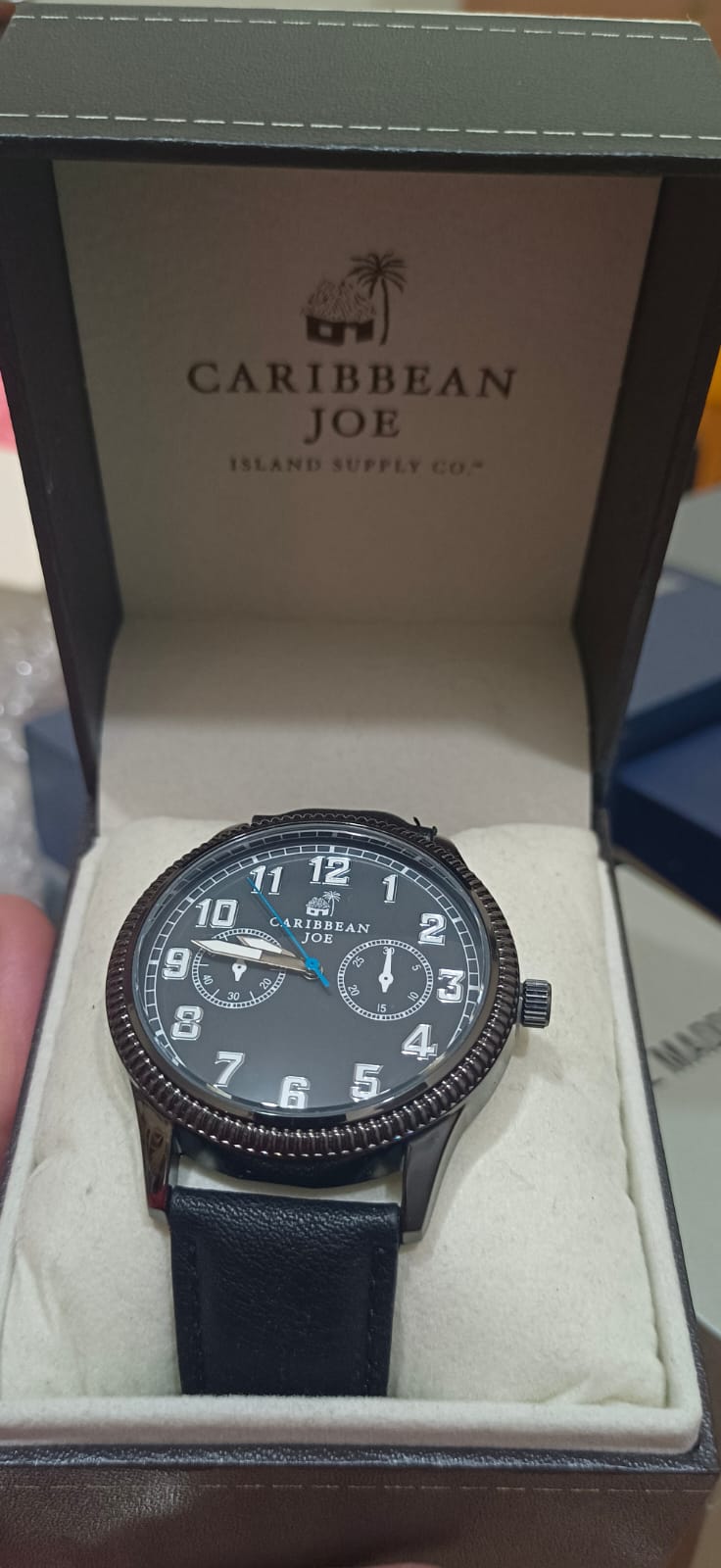 Caribbean Joe | Men's Black Face & Black Strap Watch