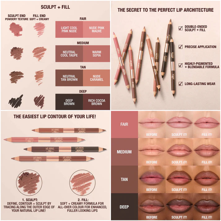 Charlotte Tilbury - Super Nudes Lip Cheat Contour Duo Lip Liner - MEDIUM