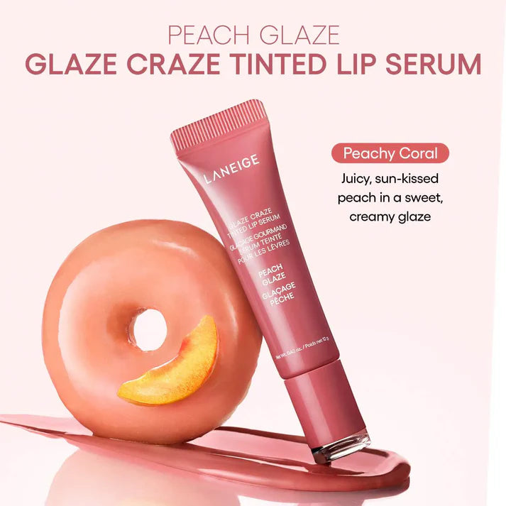 LANEIGE - Glaze Craze Tinted Polypeptide Lip Serum - PEACH GLAZE