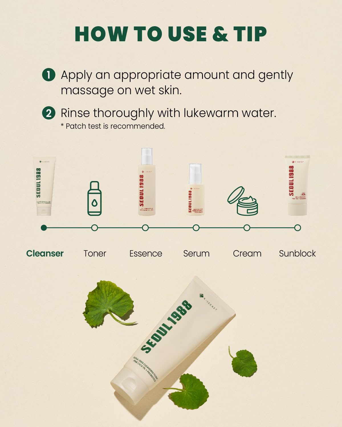 K-Secret Seoul 1988 Cleansing Foam: Pine Cica 1% + Probiotics