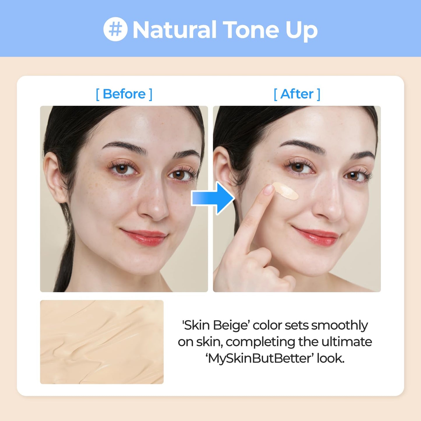 Numbuzin - No. 3 Porcelain Base-Skip Tone Up Beige-SPF50+ PA++++ 1.69 fl. oz.