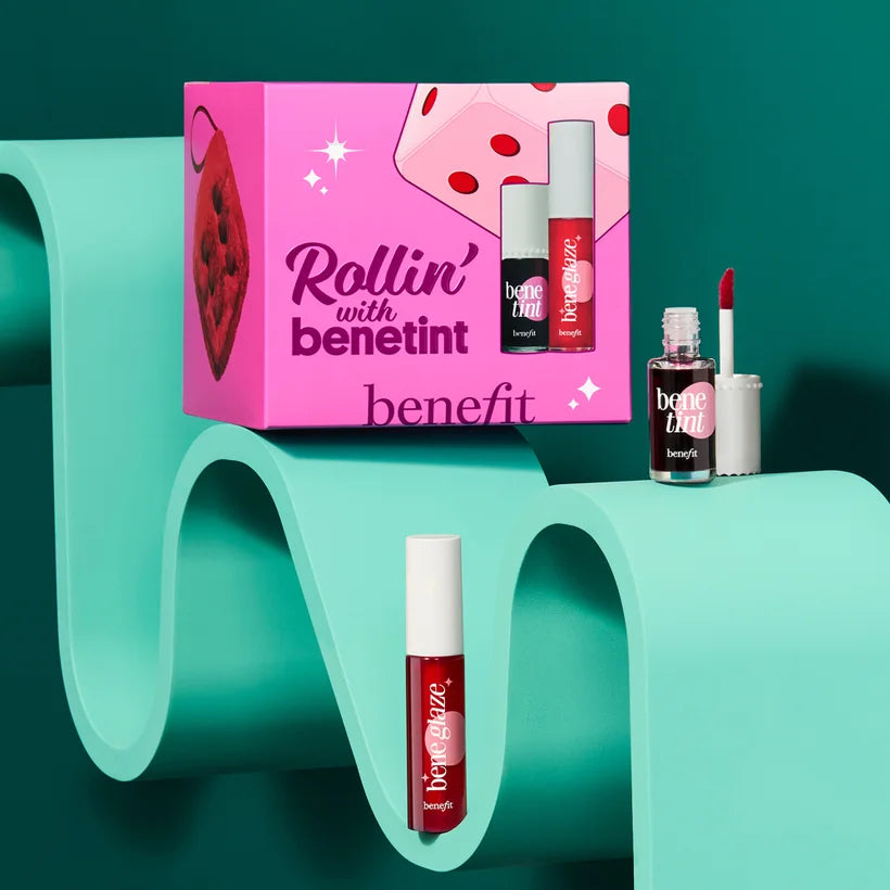 Benefit Cosmetics Rollin’ With Benetint Cheek & Lip Tint + Limited Edition Lip Oil Duo With Beauty Bag