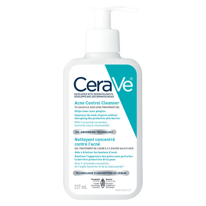 CeraVe Acne Control Cleanser | 2% Salicylic Acid Face Wash (Made in USA)