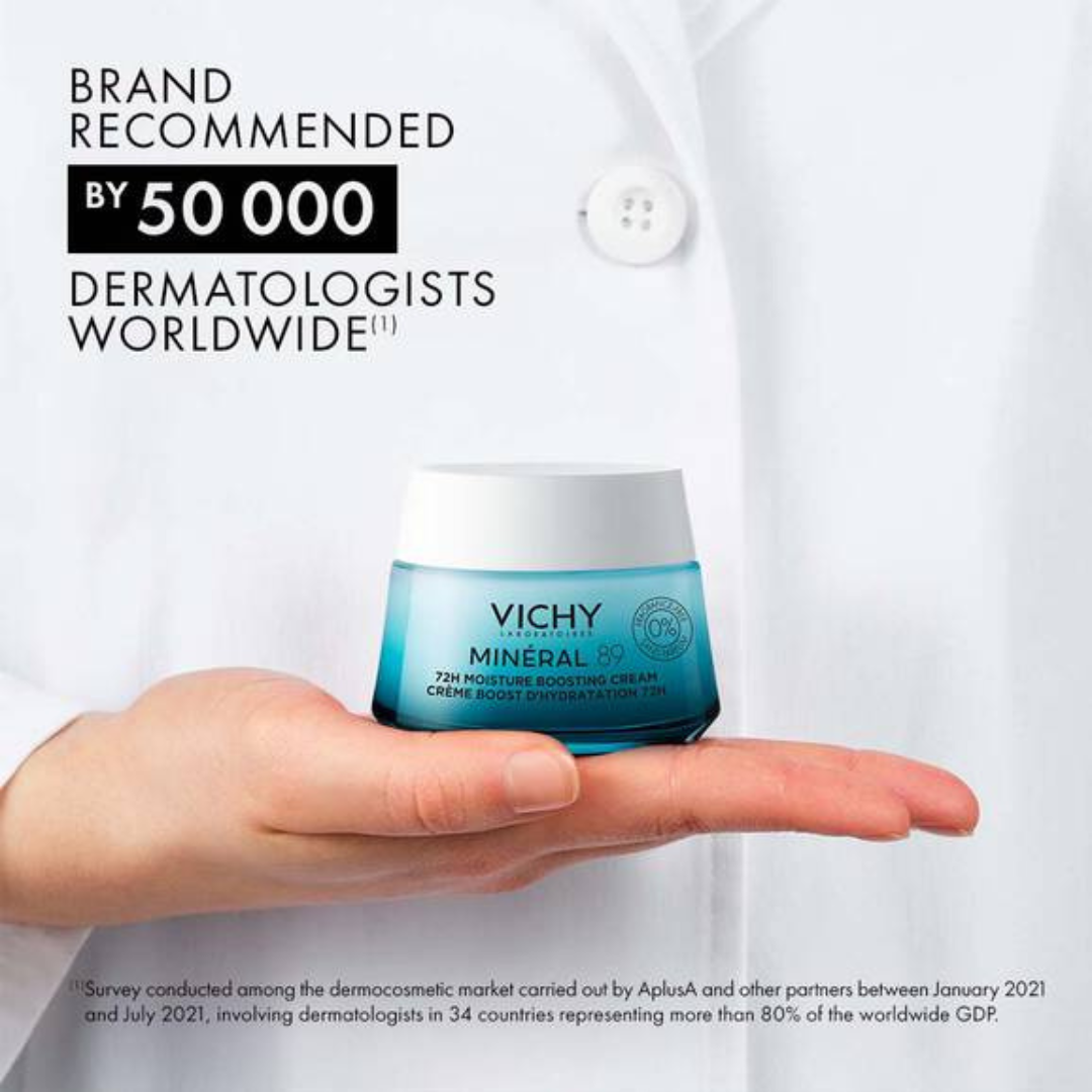 Vichy | Innovation | Mineral 89 | 72H Moisture Boosting Cream | Fragrance Free | Pure Hyaluronic Acid + Minerals
