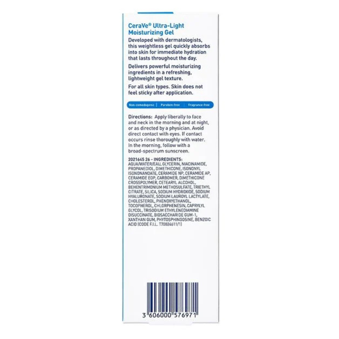 Cera Ve | Ultra Light Moisturizing Gel | Weightless | Feel On Skin | Fast Absorbing
