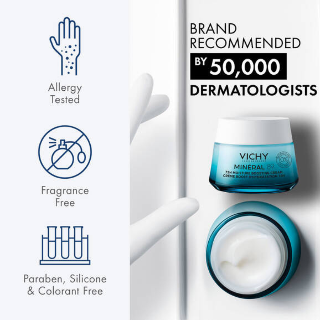 Vichy | Innovation | Mineral 89 | 72H Moisture Boosting Cream | Fragrance Free | Pure Hyaluronic Acid + Minerals