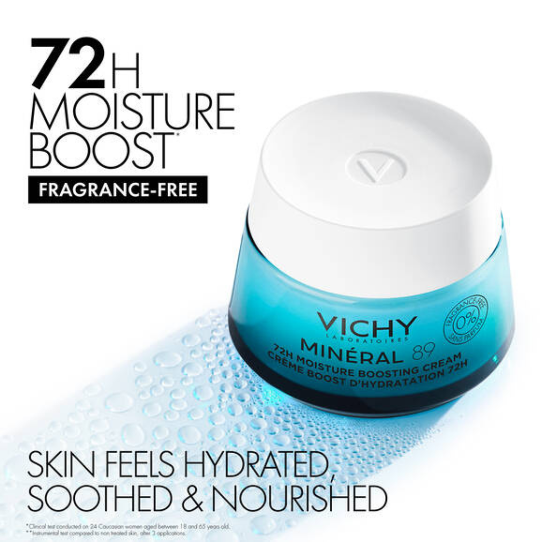 Vichy | Innovation | Mineral 89 | 72H Moisture Boosting Cream | Fragrance Free | Pure Hyaluronic Acid + Minerals