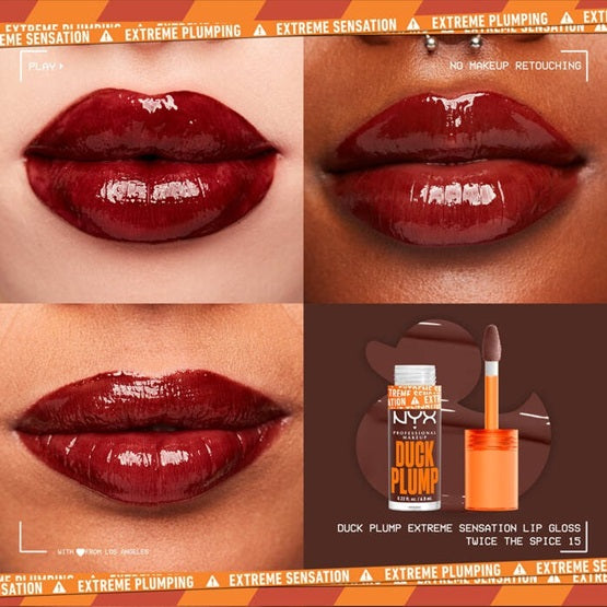 NYX | Professional Make Up| Duck Plump High Pigment Plumping Lip Gloss - 15 Twice The Spice- Spiced Red