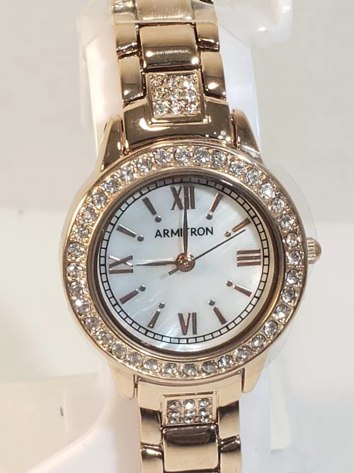 Armitron | 75/5699MPRGWM Swarovski Crystal Easy Read Mother of Pearl WMS Watch