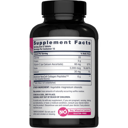 NeoCell Grassfed Collagen Peptides +Vitamin C & Biotin 6000mg 90 Tablets