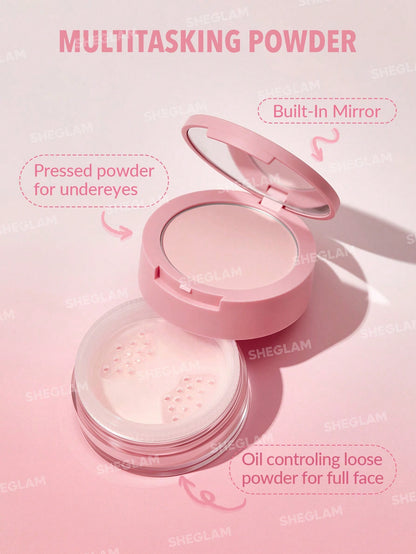 Sheglam face & under eye setting powder duo-BUBBLEGUM