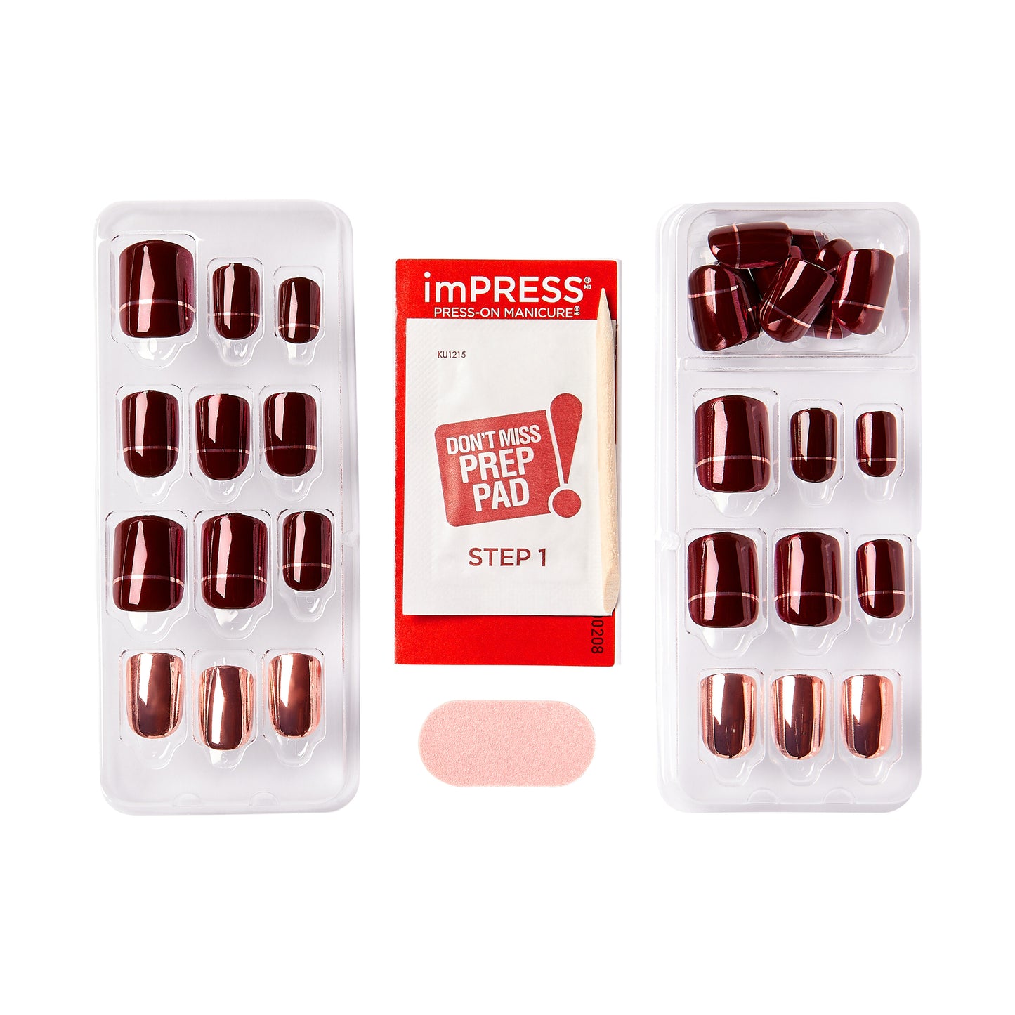 KISS | TOM BACHIK x imPRESS  | Short Square Press-On Nails, Red, 30 Pieces