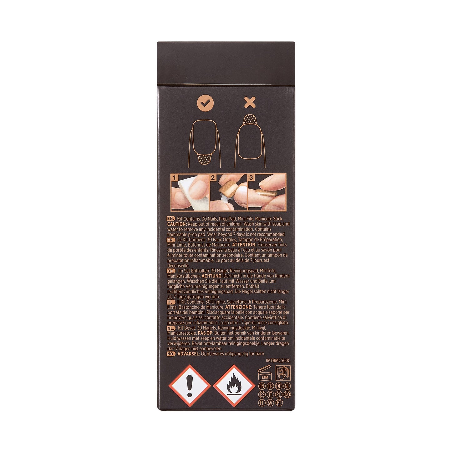 KISS | TOM BACHIK x imPRESS  | Short Square Press-On Nails, Red, 30 Pieces