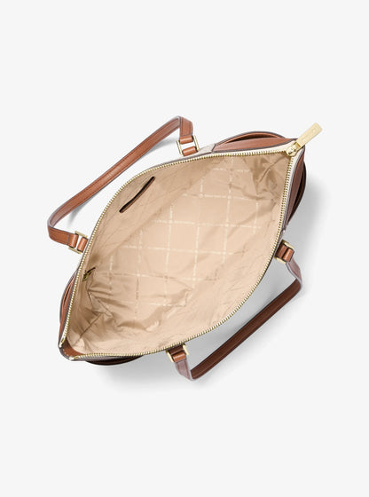 Michael Kors Charlotte Large Top Zip Tote Vanilla Signature Shoulder Bag