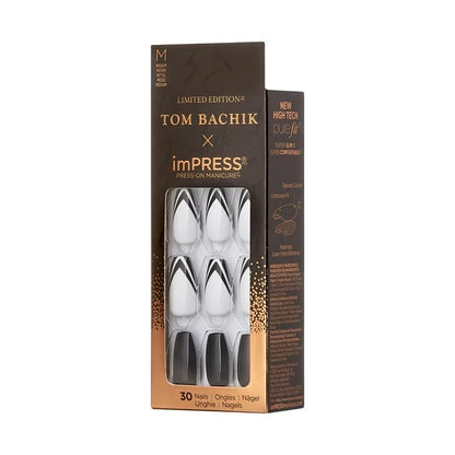 KISS | TOM BACHIK x imPRESS | Medium Coffin Press-On Nails, Black & White, 30 Pieces