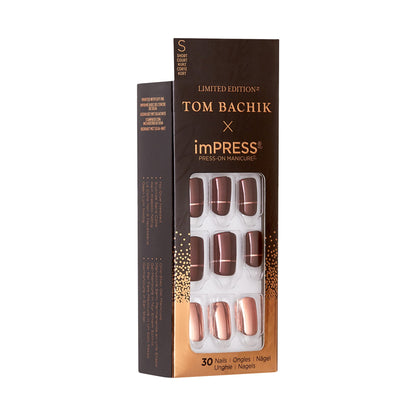 KISS | TOM BACHIK x imPRESS  | Short Square Press-On Nails, Red, 30 Pieces