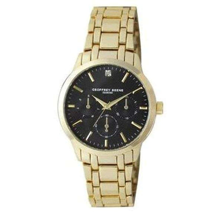 Geoffrey Beene | Men's Diamond Black Dial Bracelet Watch (GB8196GD) - Gold