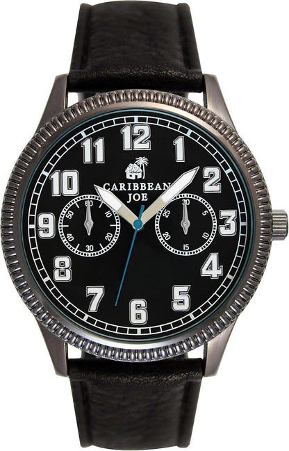 Caribbean Joe | Men's Black Face & Black Strap Watch