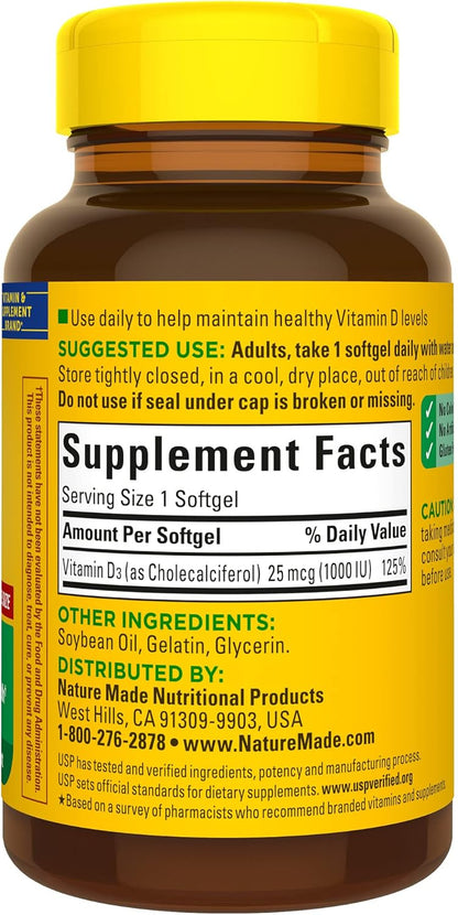 Nature Made-Vitamin D3 1000 IU (25 mcg), Vitamin D Supplement