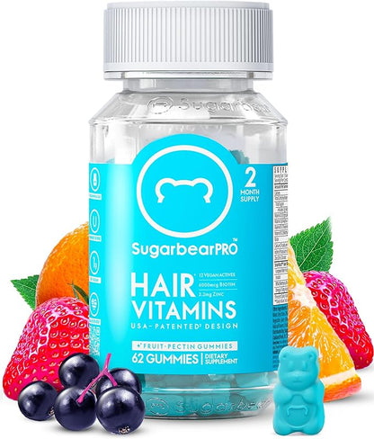 Sugar Bear Hair - Hair Vitamins, 60 Veggie Gummies, Prevents Loss of Hair