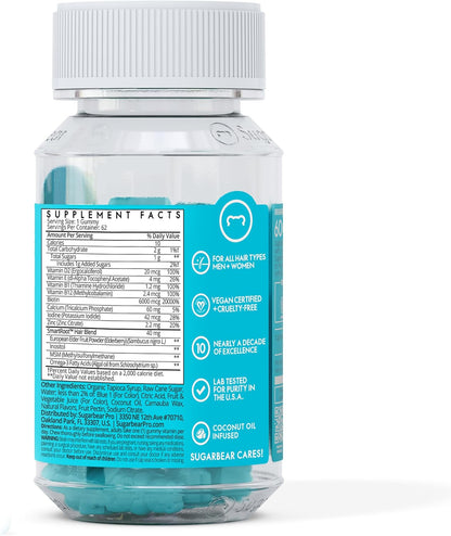 Sugar Bear Hair - Hair Vitamins, 60 Veggie Gummies, Prevents Loss of Hair