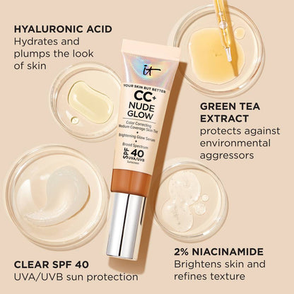 iT Cosmetics-CC+ Nude Glow Lightweight Foundation + Glow Serum with SPF 40
