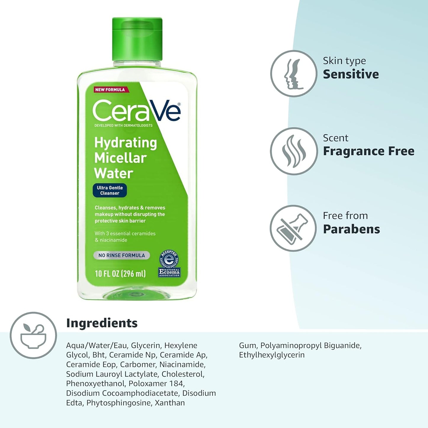 CeraVe-Hydrating Micellar Water-Ultra Gentle Cleanser-296ml