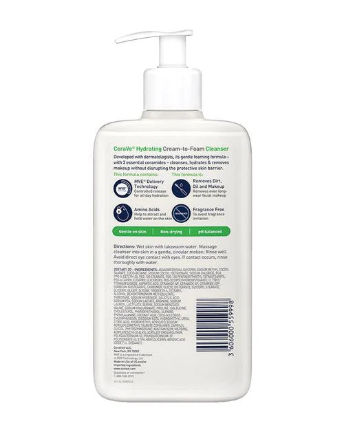 CERAVE-Hydrating Cream-to-Foam Cleanser