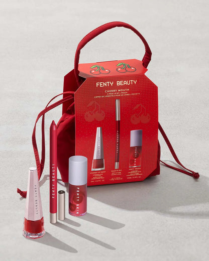 Fenty Beauty Cherry Mouth 3-Piece Lip Set with Pouch