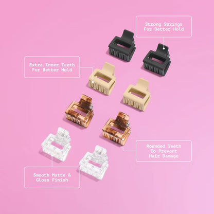 Gimme Beauty Gimme Clips Locked In Mini Claw Clips for Fine Hair – 8ct