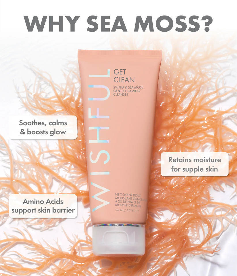 Huda Beauty Wishful Get Clean 2% PHA & Sea Moss Gentle Foaming Cleanser