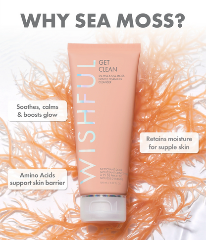 Huda Beauty Wishful Get Clean 2% PHA & Sea Moss Gentle Foaming Cleanser