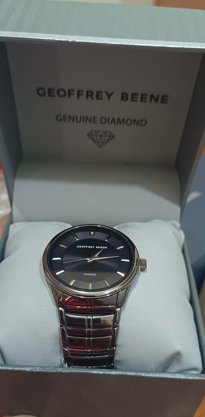 Geoffrey Beene | GB8148GD Diamond Mens Large Dial Watch Gold Tone Needs Battery