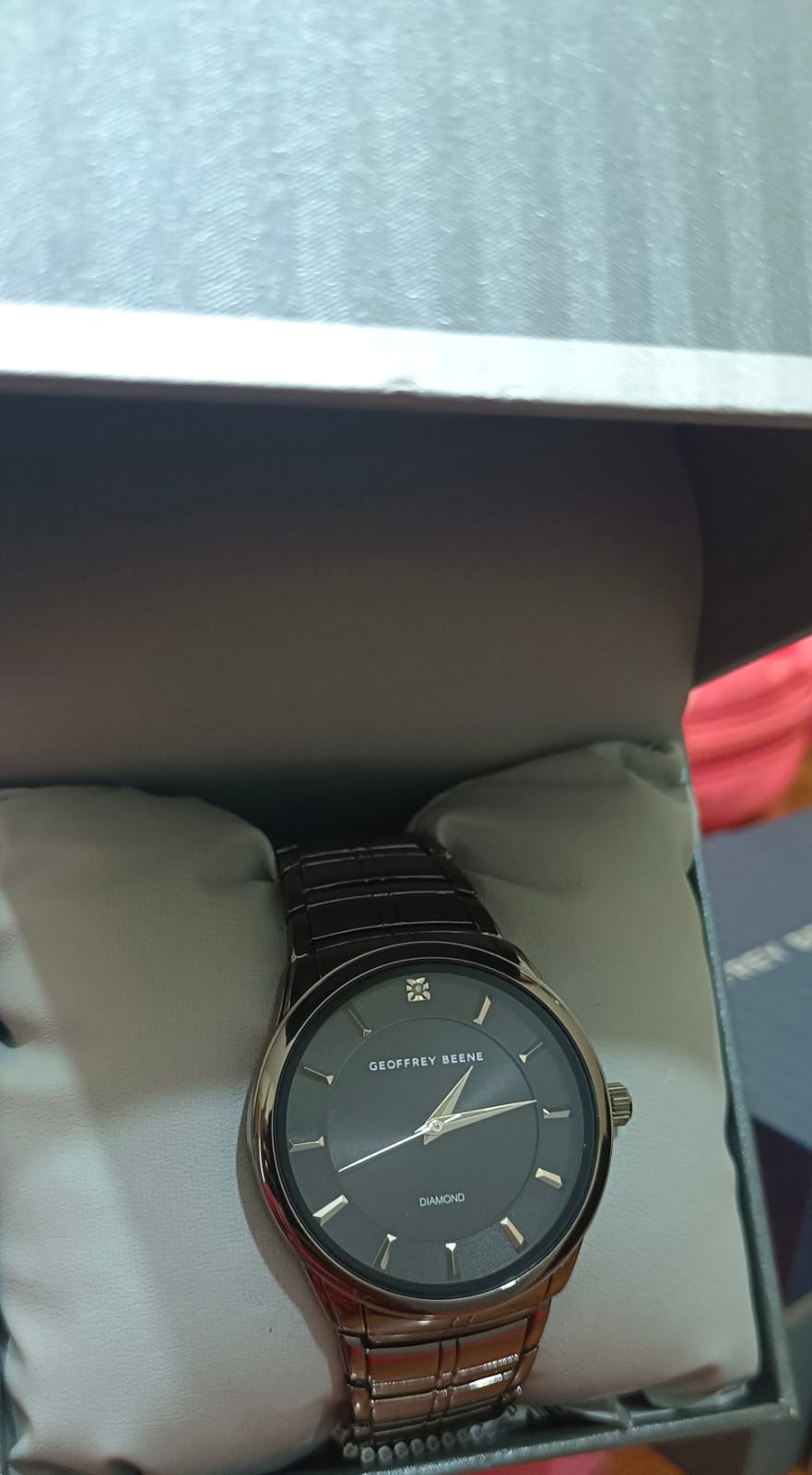 Geoffrey Beene | GB8148GD Diamond Mens Large Dial Watch Gold Tone Needs Battery