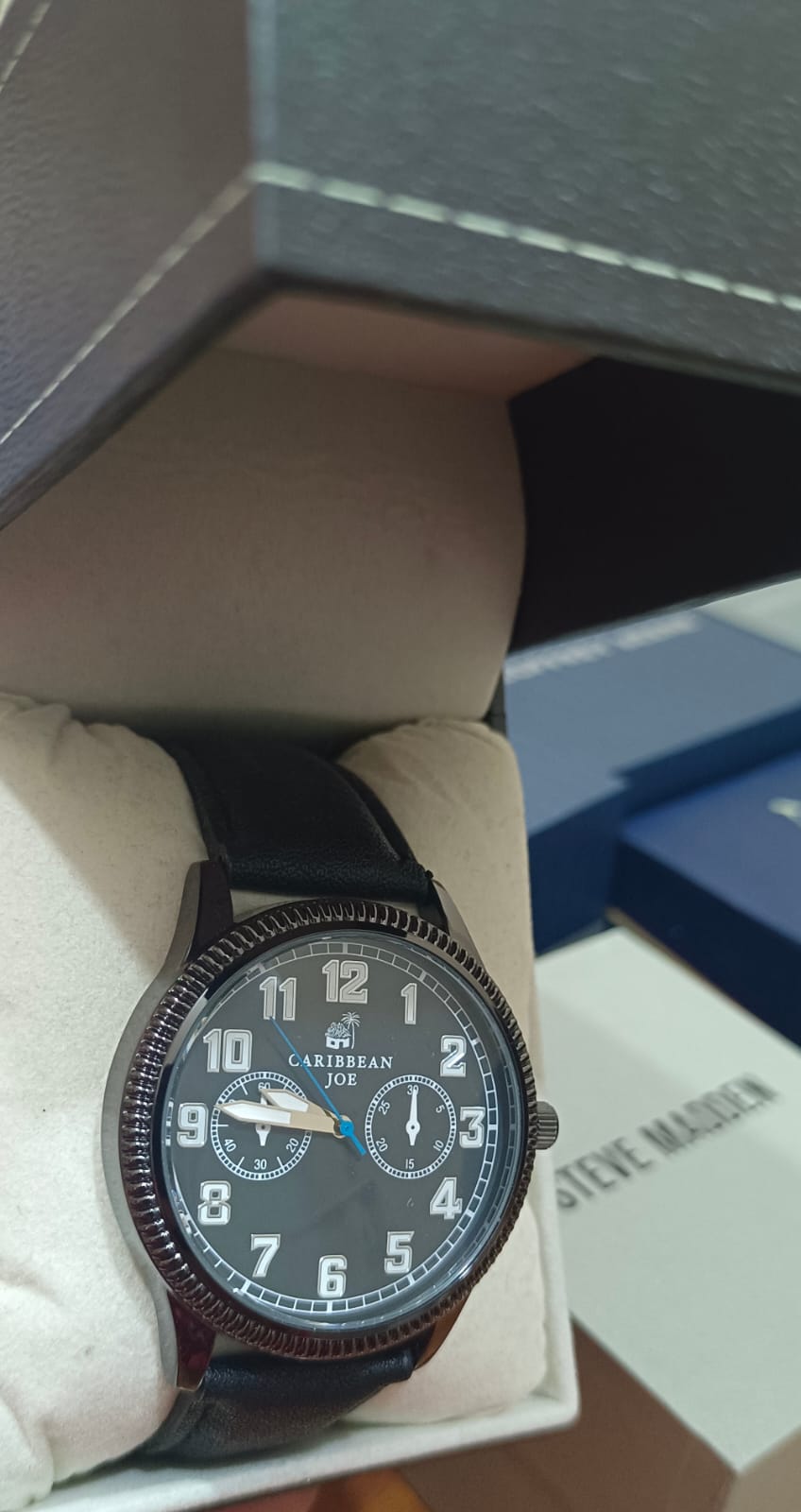 Caribbean Joe | Men's Black Face & Black Strap Watch