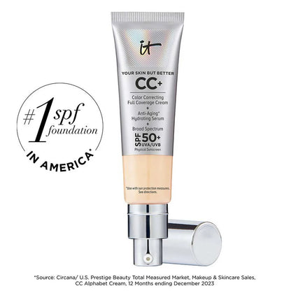 IT Cosmetics CC+ Cream with SPF 50+ – Full Coverage Color Correcting Cream