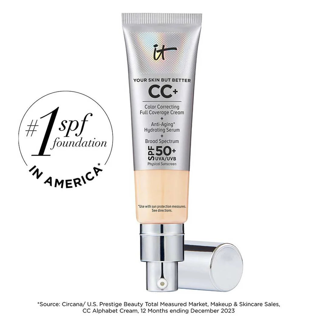 IT Cosmetics CC+ Cream with SPF 50+ – Full Coverage Color Correcting Cream