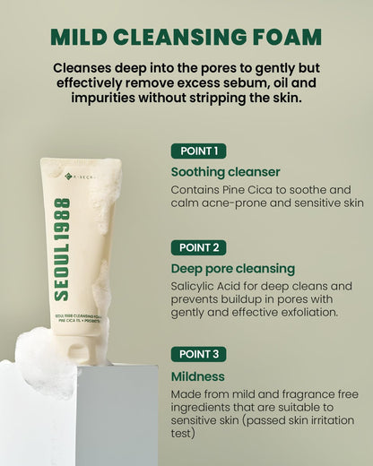 K-Secret Seoul 1988 Cleansing Foam: Pine Cica 1% + Probiotics