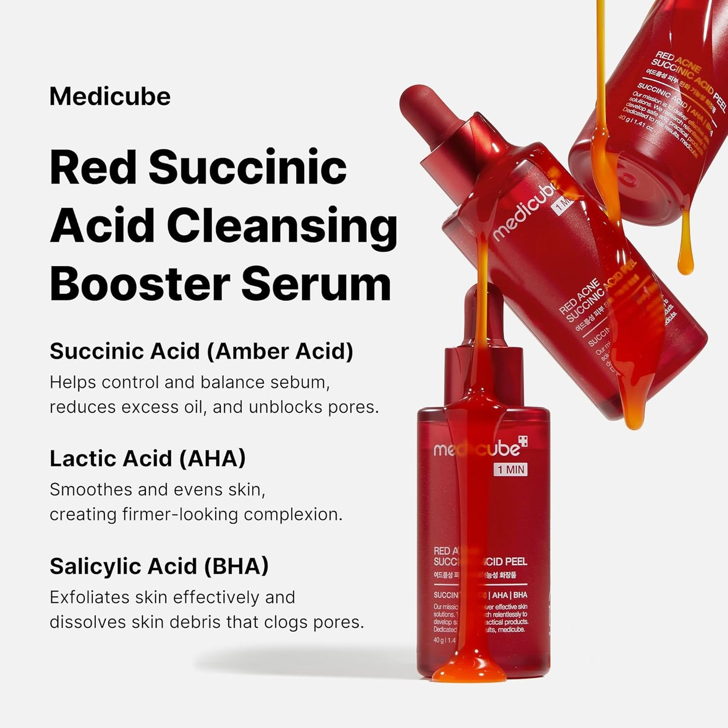 Medicube - Red Succinic Acid Serum(AHA+BHA+Succinic Acid) 40g