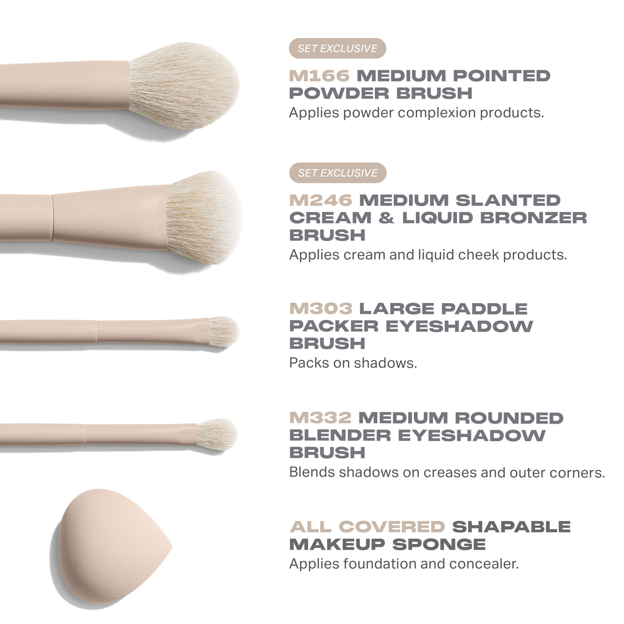 Morphe Oat Latte 5-Piece Face & Eye Brush Set