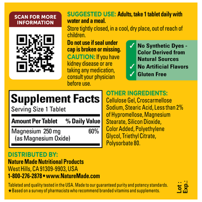 Nature Made-Magnesium 250 mg Tablets