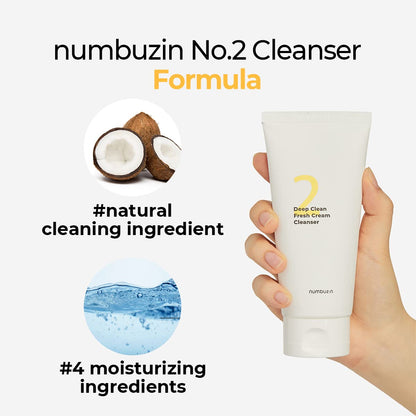 Numbuzin-No.2 Cleansing Foam-Deep Clean Fresh Cream Cleanser-4.05 fl. oz