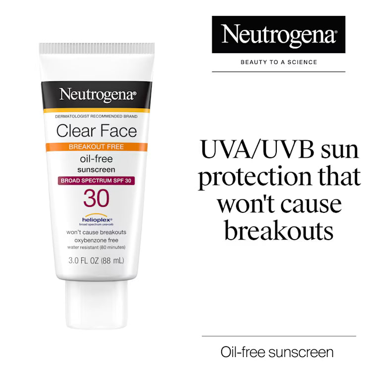 Neutrogena Clear Face Breakout Free Oil-Free Sunscreen SPF 30